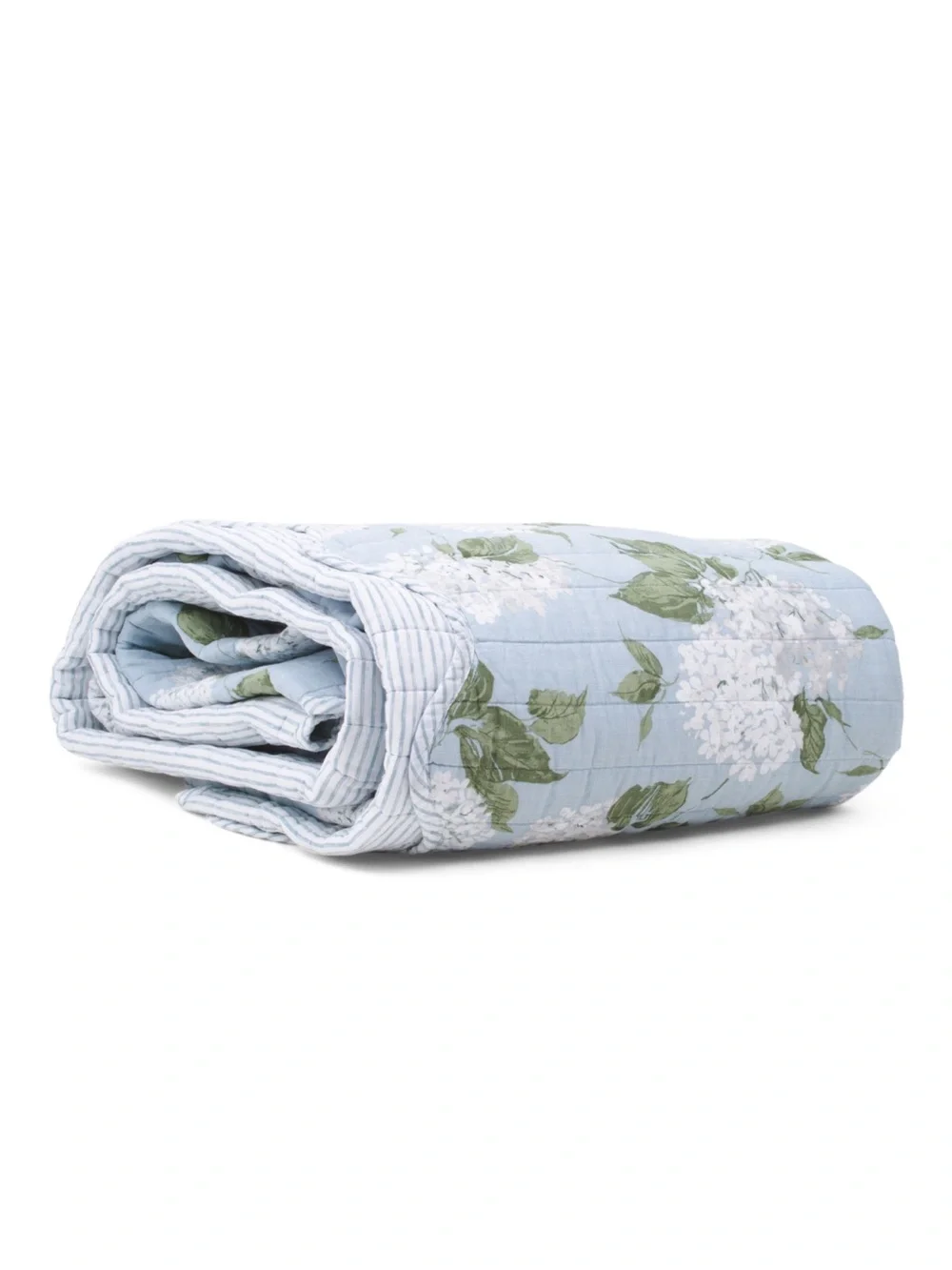 🎉LAST PIECE🎉SHABBY CHIC Cotton Reversible Hydrangea Striped Quilt